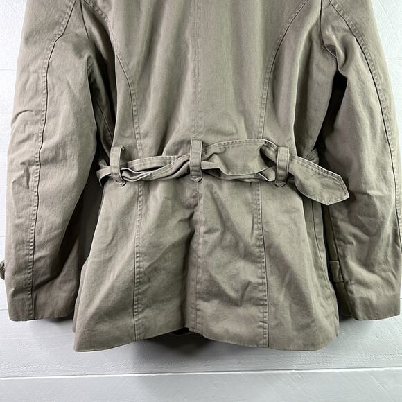 KENNETH COLE REACTION Tan Cotton Button Up Zip Up Trench Jacket Coat Size Medium - Picture 4 of 12